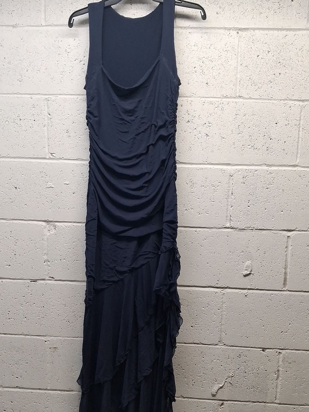 NWOT Womens Sleeveless Navy Ruched Maxi Dress